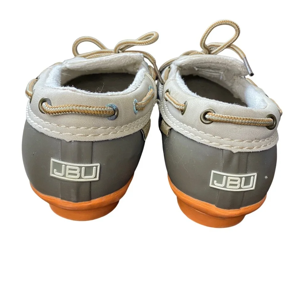 JBU Jambu Gwen Weather‎ Ready Women Duck Shoes Grey Orange Faux Fur Lined 8